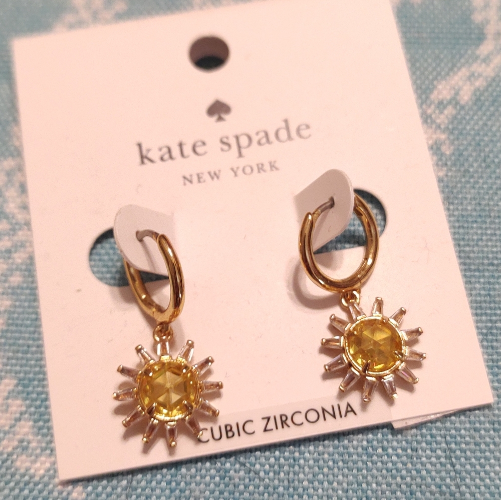 Kate KSNY Spade New York Sunny Scatter Huggies Drop Earrings NWT